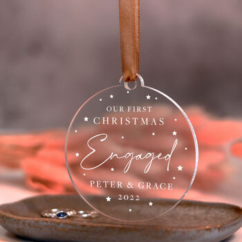 Our First Christmas Engaged Bauble Gift For Couples, 5 of 11