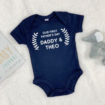 Personalised Our First Fathers Day Babygrow, 2 of 9