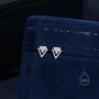 Tiny Double Triangle Stud Earrings In Sterling Silver, thumbnail 5 of 9