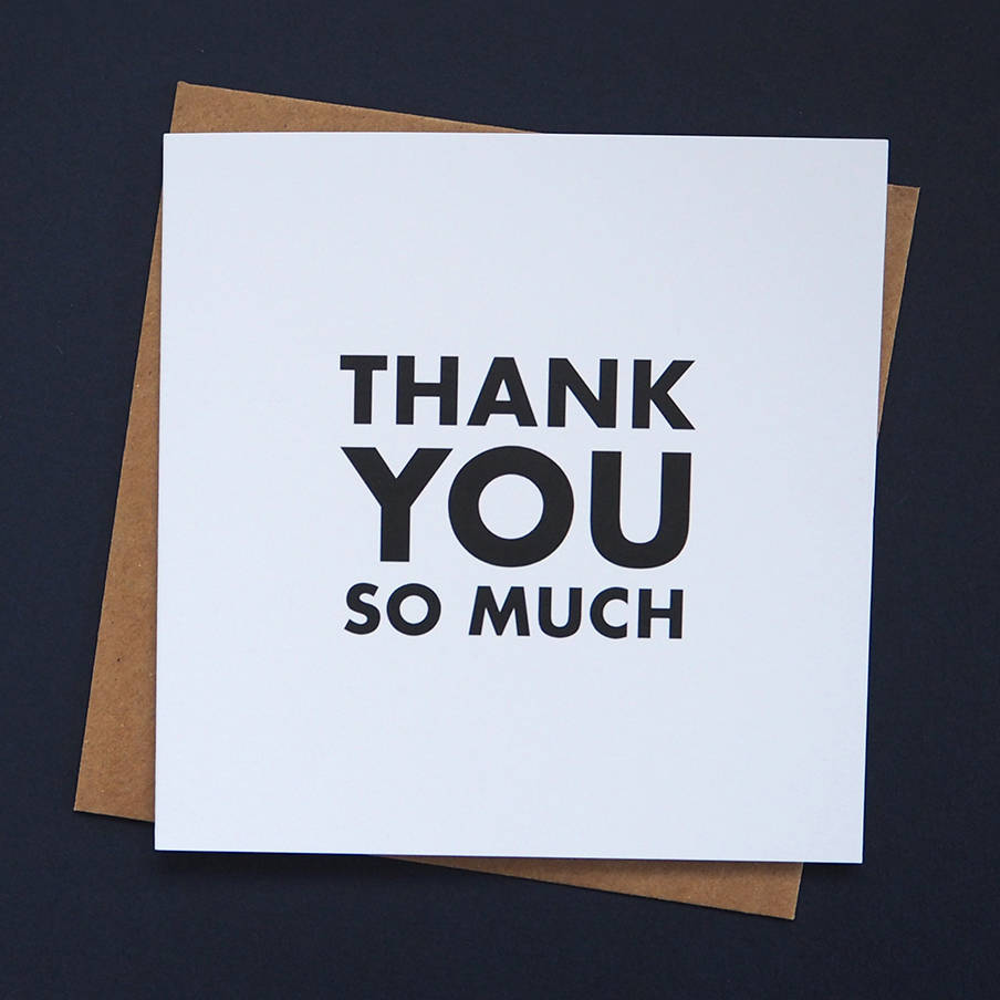 'thank You So Much' Monochrome Greetings Card By Time And Toast