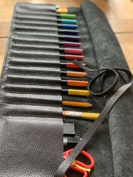 Pencil Tool Case Roll On Leather Extra Long, 3 of 9