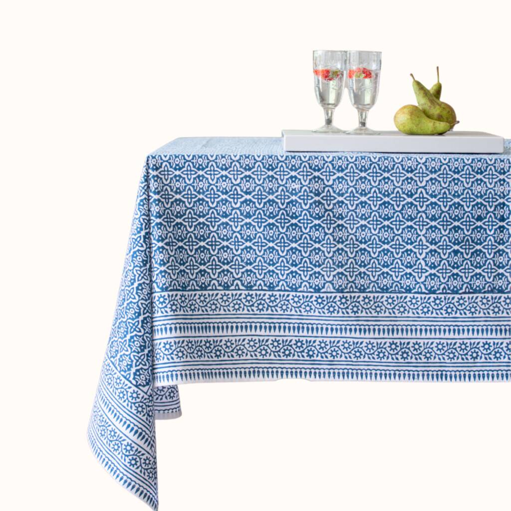 Blue Patterned Tablecloth