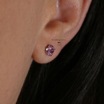 Sterling Silver Birthstone Stud Earrings For Her October Birthstone Earrings Gift, 6 of 7
