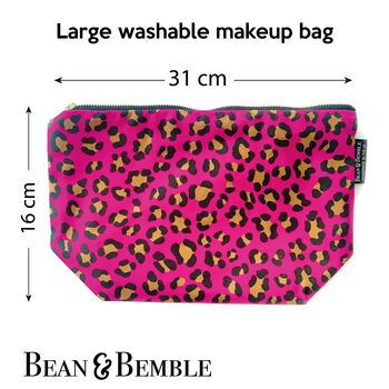 Makeup And Cosmetic Bag Gift Set Hot Pink Leopard Print, 3 of 12
