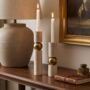 Travertine And Brass Sculptural Candle Holder Set Of Two, thumbnail 2 of 6
