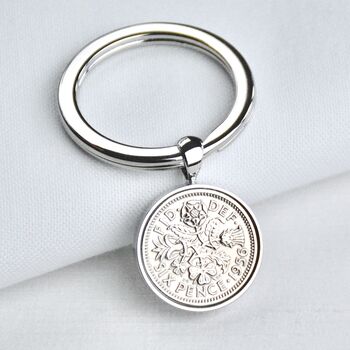 Luxury 70th Birthday Silver Sixpence Keyring, 2 of 6