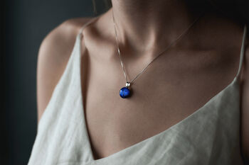 Sapphire Blue Glass And Sterling Silver Necklace, 6 of 12