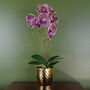 Purple Orchid Artificial Leopard Gold 50cm Realistic, thumbnail 1 of 3