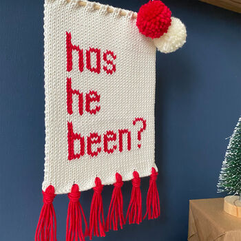 'Has He Been?' Christmas Knitted Wall Hanging, 3 of 5