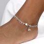 Sterling Silver Anklet With Tiny Leaf Charms 10 Inches, thumbnail 1 of 3