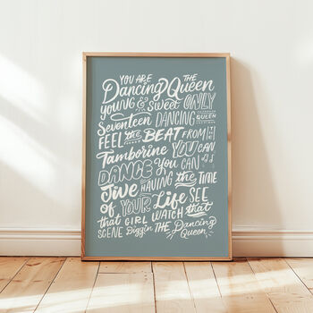 Dancing Queen Lyrics Print, Abba Poster, 16 Colour Options, 6 of 11