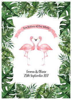 Personalised Engagement Flamingo Canvas Print, 3 of 3
