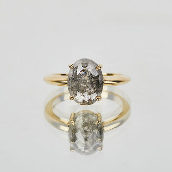 18ct Gold Grey Salt And Pepper Oval Diamond Ring, 5 of 5