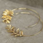 Botanical Leaf Gold Hoop Earrings, thumbnail 3 of 9