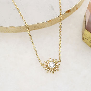 Personalised 18ct Gold Plated And Crystal Sun Pendant, 2 of 8