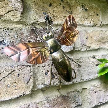 Copper Bumblebee Wall Hanging – Garden Fence Decor – Handmade Metal Bee Art, 2 of 8