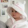 Personalised Hooded Dressing Gown Edged In Pink Gingham, thumbnail 3 of 3