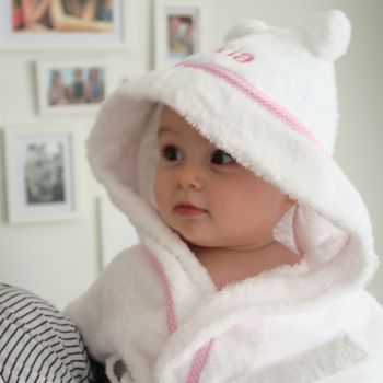 Personalised Hooded Dressing Gown Edged In Pink Gingham, 3 of 3