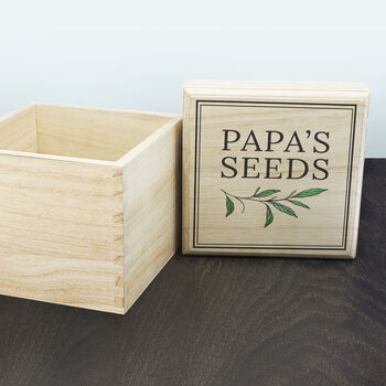 Personalised Gardener's Leaves Wooden Seed Box, 3 of 3