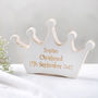 Personalised Christening White Wooden Crown Keepsake, thumbnail 1 of 2