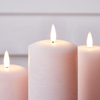 Trio Of Distressed Pastel Pink LED Candles, 3 of 3
