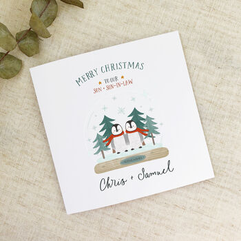 Personalised Penguin Son + Partner Christmas Card, 4 of 4