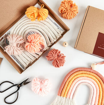 Make Your Own Peachy Macrame Rainbow Craft Kit, 3 of 8