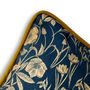 Luxury Velvet Cushion With Piping Spring Navy Blue And Gold, thumbnail 3 of 5