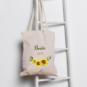 Bridal Party Sunflower Tote Bag, 5 of 5