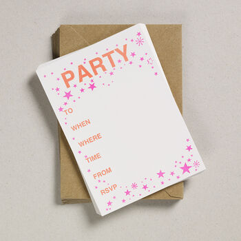 A Pack Of 12 Risograph Party Invitation Postcards, 2 of 3