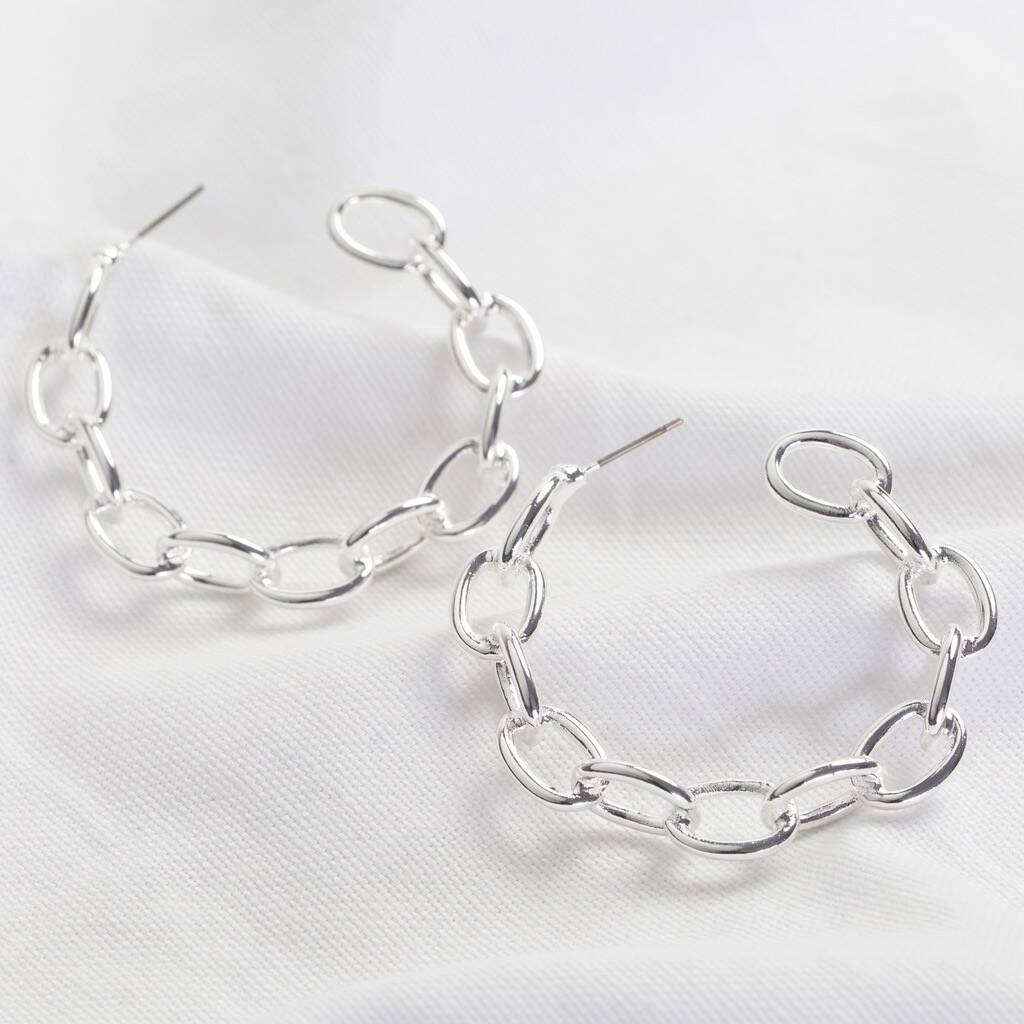 Statement Large Chain Link Hoop Earrings By Lisa Angel