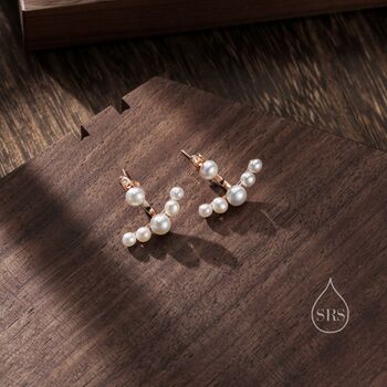 Natural Freshwater Pearl Jacket Earrings, 3 of 10