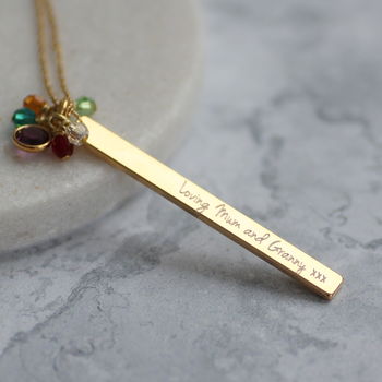 Long Length Family Birthstone Bar Charm Necklace, 4 of 12