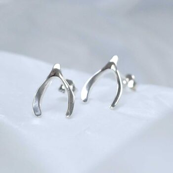 Sterling Silver Wishbone Studs, 3 of 9