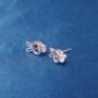 Silver Cz Stone Bunny Stud Earrings, Kids Studs, thumbnail 6 of 7