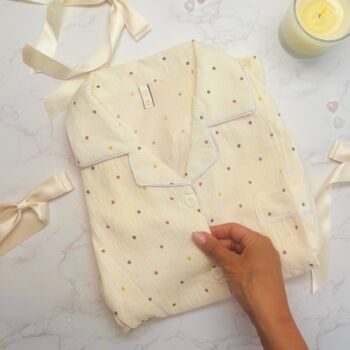 Christmas Pyjama Gift Set – Spotty Pastel Pjs With Eye Mask – Ideal For Her And Teens, 5 of 10