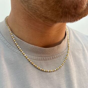 Gold And Silver Moon Cut Bead Chain Necklace For Men, 3 of 7