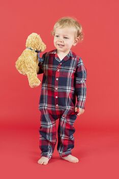 Red Checked Flannel Family Christmas Pyjama Set, 5 of 10