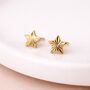 Gold Plated Sterling Silver Sunburst Star Stud Earrings – 7mm, thumbnail 1 of 6