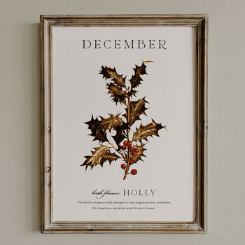 Birth Flower Wall Print 'Holly' For December, 9 of 9