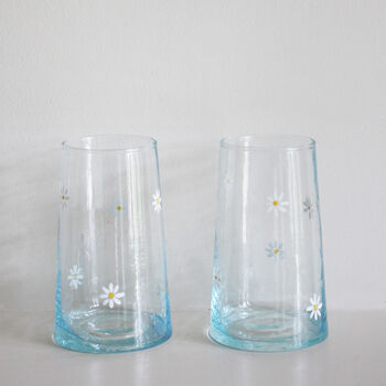 Hand Painted Daisy Recycled Glasses Pair, 3 of 4
