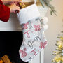 Personalised Pink Bow Christmas Stocking, thumbnail 3 of 4