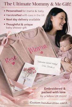 Personalized Mommy And Me Gift Set, New Mom Gift, Matching 2pcs Set And Zip Romper , Perfect For Mother's Day, Baby Shower, 3 of 12