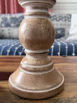 Mango Wood Pillar Candle Holder Set Of Two, 2 of 9