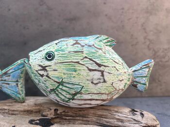 Hand Carved Driftwood Fish Ornament Sealife Gift Decor, 5 of 7