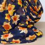 Daffodils Scarf In Navy Blue, thumbnail 2 of 3