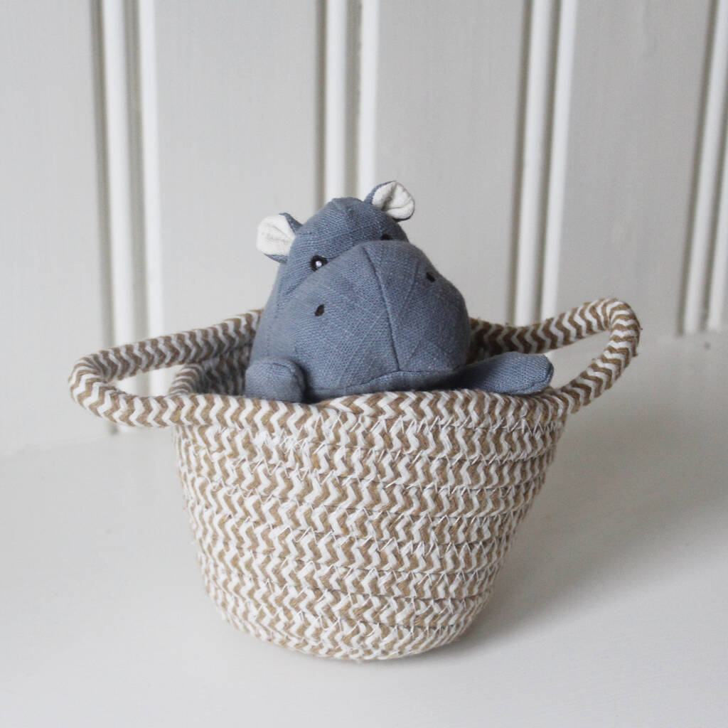 Soft Hippo Toy In Basket By Lime Tree London