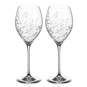 Personalised Set Of Two Floral Crystal Wine Glasses, 7 of 8