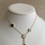 Double Sided Clover Long Necklace White Black, thumbnail 2 of 10