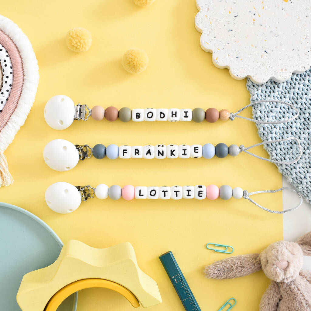 Personalised Baby Dummy Clip By Pops and Dudes